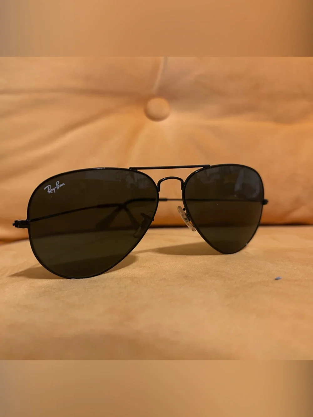 Ray-Ban RB3025 Black Aviator Classic Sunglasses with Dark Green Lenses